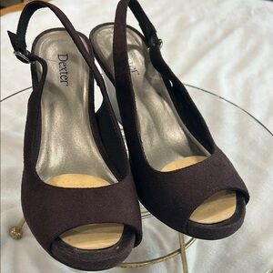 Dexter Women's Brown Peep Toe Slingback Shoes